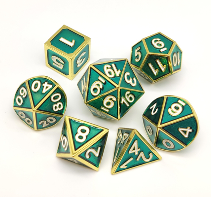 Il RPG del metallo di verde del poliedro taglia il portatile a cubetti con l'imballaggio squisito del contenitore di regalo