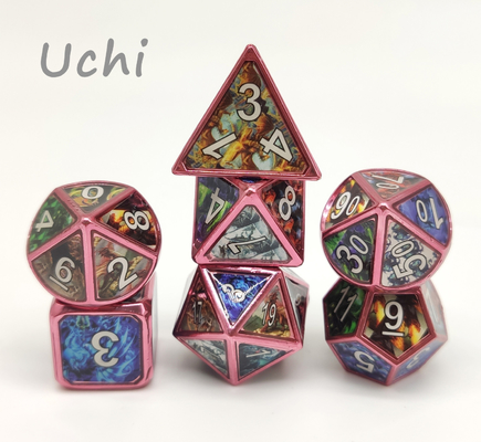 I dadi Polyhedral di RPG del metallo di 7 pezzi hanno messo antiusura per gioco da tavolo
