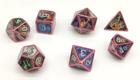 Il RPG di lusso non tossico del metallo taglia il bene durevole a cubetti di versamento della mano dell'insieme di 7 pezzi