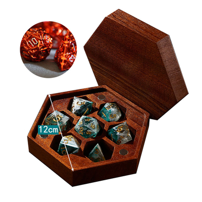 I dadi Polyhedral della resina durevole fatta a mano hanno fissato una dimensione robusta 12cm di 7 pc