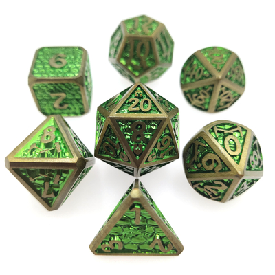 Polyhedron Dice Card Afferma carta Metallo intagliato a mano Pratica placcatura Sharp 7 Piece