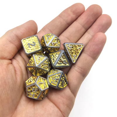 Trade Card Dadi luminosi Set di dadi per DND o RPG metallo poliedrico oro giallo