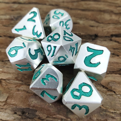 Edge Rpg Dice Rpg Dadi Dadi poliedrici inodori Leggeri Sharp Green Silver Metal