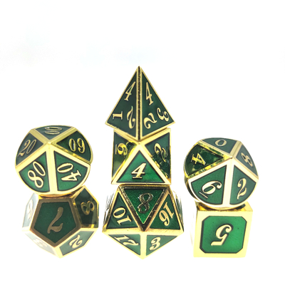 GST RPG Dice Set Portatile Robusto Mini Leggero Per Collezione Poliedrico Dorato Verde