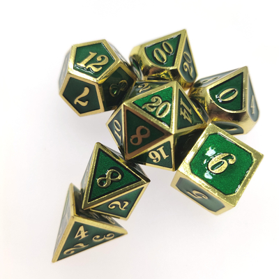 GST RPG Dice Set Portatile Robusto Mini Leggero Per Collezione Poliedrico Dorato Verde