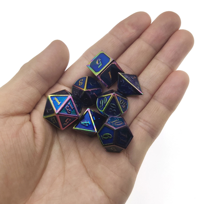 Set di dadi multifunzionali personalizzati in poliedro realizzati a mano in metallo atossico lucidato