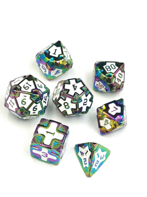 Barocco 7 pezzi di dadi poliedrici per gioco Set di dadi metallo affilato per RPG