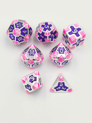 Barocco 7 pezzi di dadi poliedrici per gioco Set di dadi metallo affilato per RPG