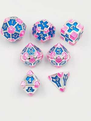 Barocco 7 pezzi di dadi poliedrici per gioco Set di dadi metallo affilato per RPG