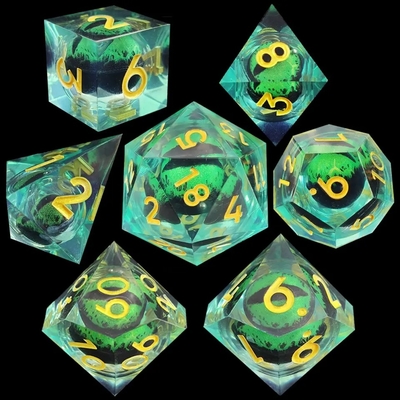 Fabbricazione a mano Resina Sabbia Veloce Bolla Di Dati Set lucidato Di 7 accessori di gioco di ruolo Tavola grande