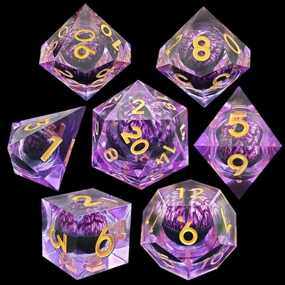 Fabbricazione a mano Resina Sabbia Veloce Bolla Di Dati Set lucidato Di 7 accessori di gioco di ruolo Tavola grande