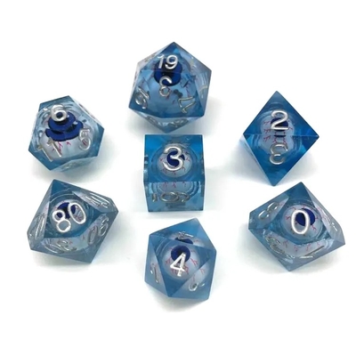 16mm Pieni dadi poliedrici Moving Dungeons And Dragons Bloodshot Blue Eye Dice Set per il ruolo