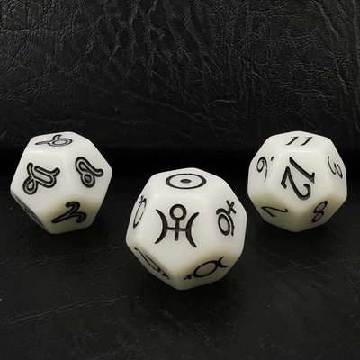 Bescon 3 pezzi set di dadi astrologici costellazione D12 dadi 3 colori pietra magica