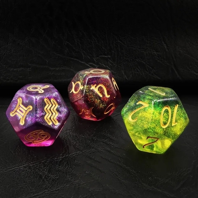 Bescon 3 pezzi set di dadi astrologici costellazione D12 dadi 3 colori pietra magica