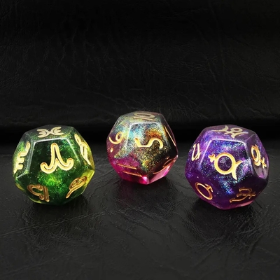 Bescon 3 pezzi set di dadi astrologici costellazione D12 dadi 3 colori pietra magica