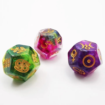 Bescon 3 pezzi set di dadi astrologici costellazione D12 dadi 3 colori pietra magica