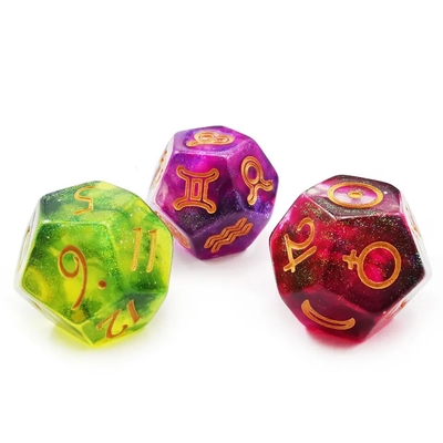 Bescon 3 pezzi set di dadi astrologici costellazione D12 dadi 3 colori pietra magica