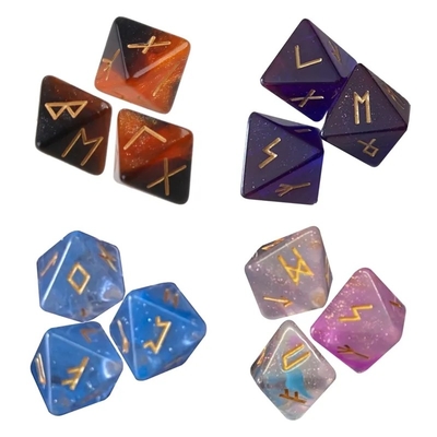 D8 Rune vichinghe dadi poliedrici di labradorite Futhark / Divination Dice For Crystal Gazing