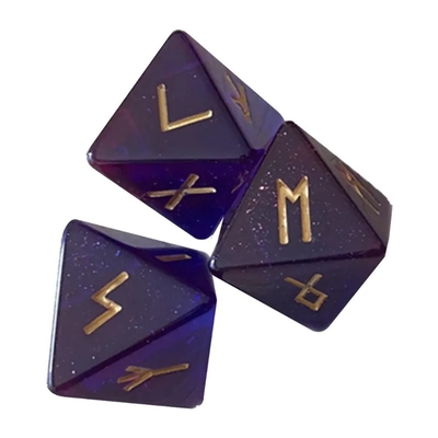 D8 Rune vichinghe dadi poliedrici di labradorite Futhark / Divination Dice For Crystal Gazing