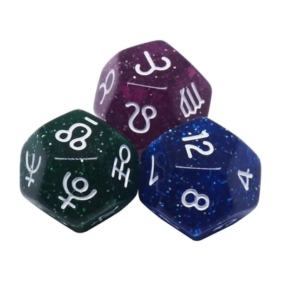 3pcs/ Set Resina Dici poliedrici multicolori 16mm Fate Sign Numero Costellazione