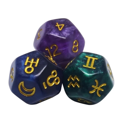 3pcs/ Set Resina Dici poliedrici multicolori 16mm Fate Sign Numero Costellazione