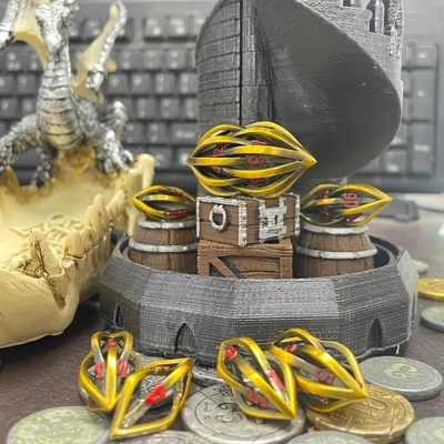 Stampa 3D Cthulhu Dati di metallo vuoto Set di 7 pezzi Dragon And Dungeon DND RPG