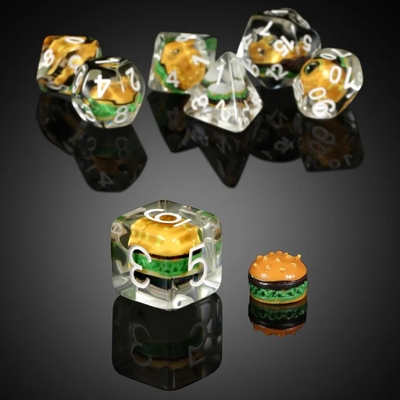 Set di dadi DND poliedrico personalizzato Hamburger Gaming Per giochi di ruolo RPG