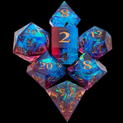 Dici di resina personalizzati a colori multipli DND#RPG Rossa e blu Tessitura liscia