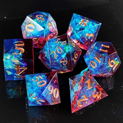 Dici di resina personalizzati a colori multipli DND#RPG Rossa e blu Tessitura liscia