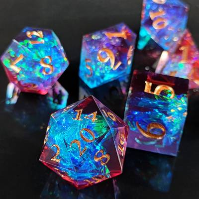 Dici di resina personalizzati a colori multipli DND#RPG Rossa e blu Tessitura liscia