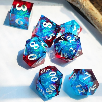 Dici di resina personalizzati a colori multipli DND#RPG Rossa e blu Tessitura liscia