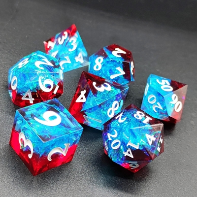 Dici di resina personalizzati a colori multipli DND#RPG Rossa e blu Tessitura liscia