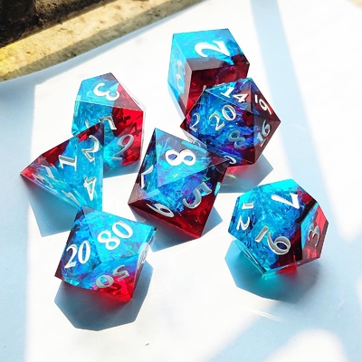 Dici di resina personalizzati a colori multipli DND#RPG Rossa e blu Tessitura liscia