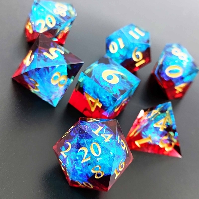 Dici di resina personalizzati a colori multipli DND#RPG Rossa e blu Tessitura liscia