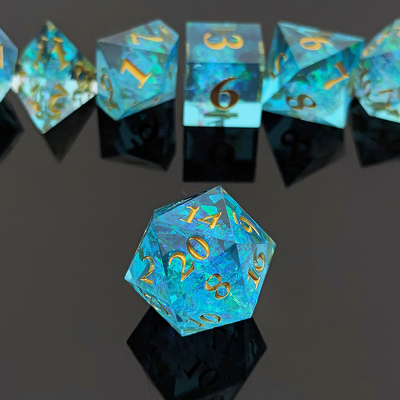 Dici di resina personalizzati a colori multipli DND#RPG Rossa e blu Tessitura liscia