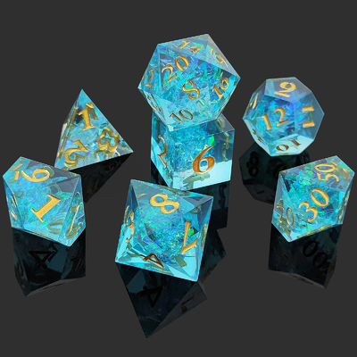 Dici di resina personalizzati a colori multipli DND#RPG Rossa e blu Tessitura liscia