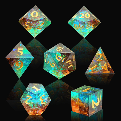 Set di dadi di resina tagliente a colori multipli Dragon And Dungeon DND#RPG