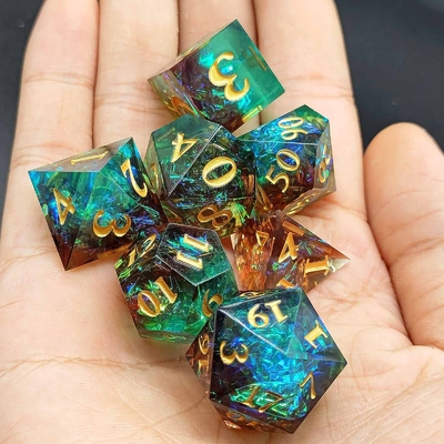 Set di dadi di resina tagliente a colori multipli Dragon And Dungeon DND#RPG