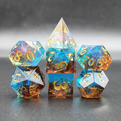 Set di dadi di resina tagliente a colori multipli Dragon And Dungeon DND#RPG