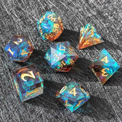 Set di dadi di resina tagliente a colori multipli Dragon And Dungeon DND#RPG