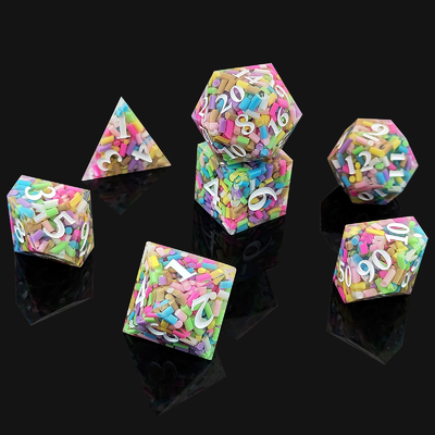 Rainbow Grain Resin Dice DND Gioco da tavolo COC Running Group TRPG Poliedro D20