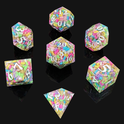 Rainbow Grain Resin Dice DND Gioco da tavolo COC Running Group TRPG Poliedro D20