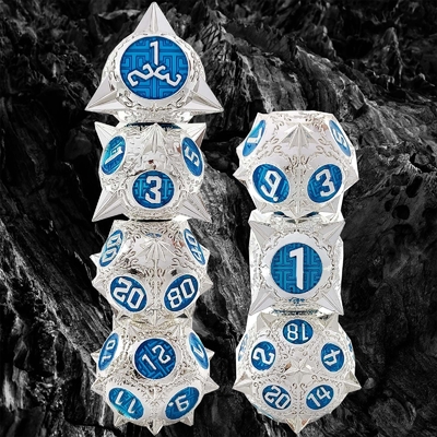 Durabile Polyhedron Metal RPG Dice Set Dragon And Dungeon 16mm Sparkle