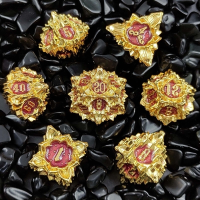 Lotus Metal Dice Set DND Dungeons And Dragons TRPG Poliedrico COC D6 Gioco da tavolo