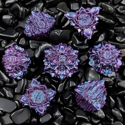 Lotus Metal Dice Set DND Dungeons And Dragons TRPG Poliedrico COC D6 Gioco da tavolo