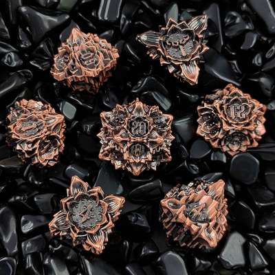 Lotus Metal Dice Set DND Dungeons And Dragons TRPG Poliedrico COC D6 Gioco da tavolo