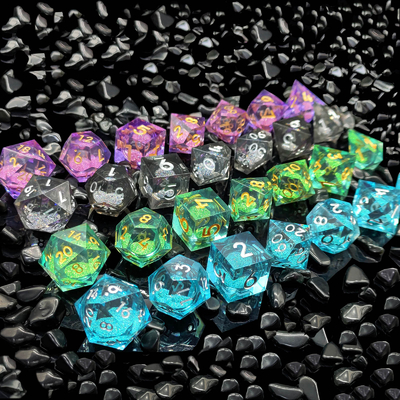 Flow Sand Multi Color Resin Dice Set DND Cruzu's Call RPG#COC