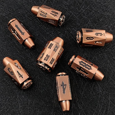 Bullet Head Multiface Metal Dice Set Gioco di scrivania DND#RPG#COC