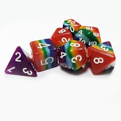 7 strati arcobaleno fatti a mano con dadi di resina Crusson And Dungeon DND#RPG