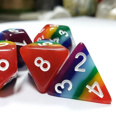 7 strati arcobaleno fatti a mano con dadi di resina Crusson And Dungeon DND#RPG